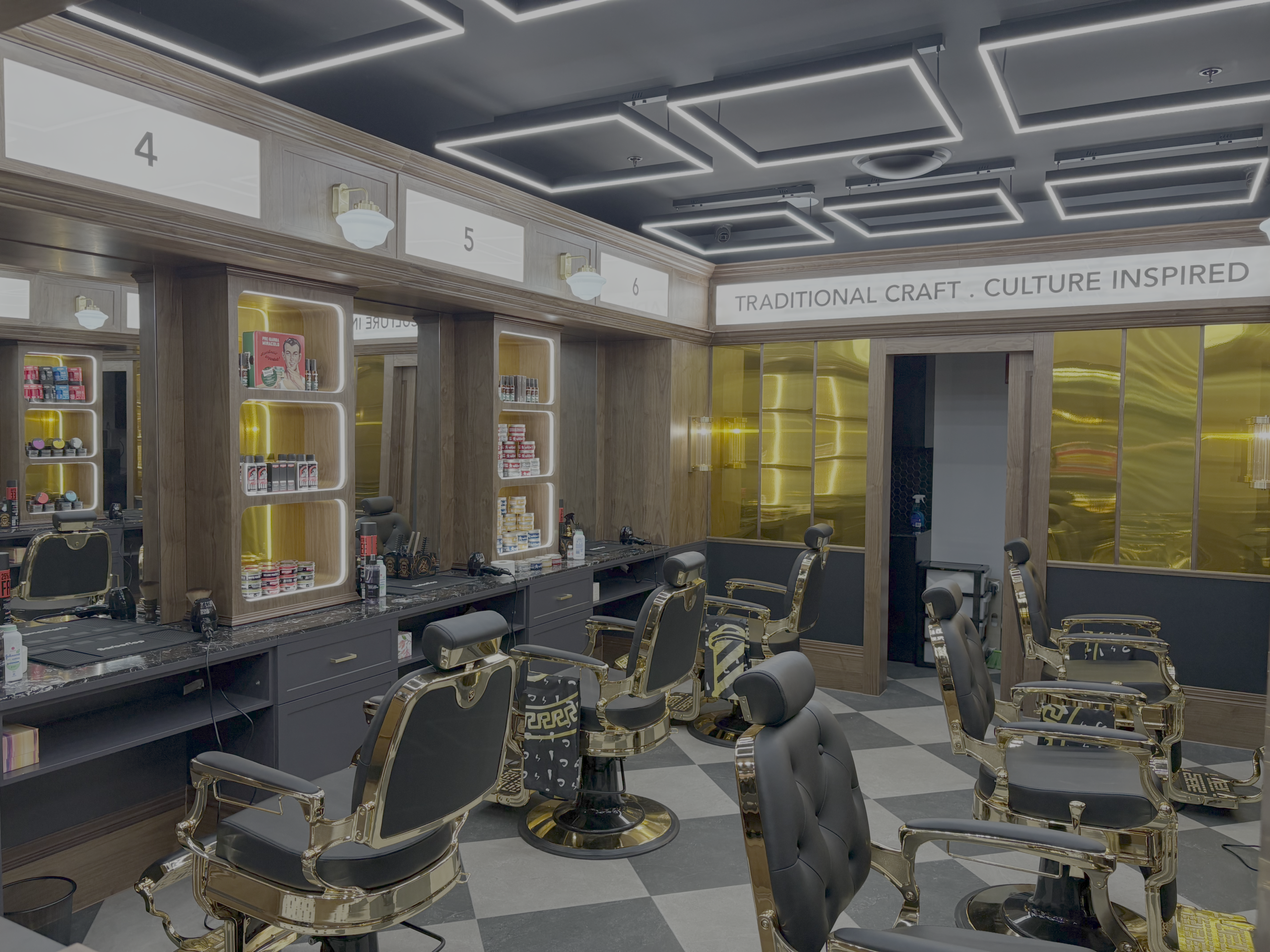 Barber shop with all LEDs on