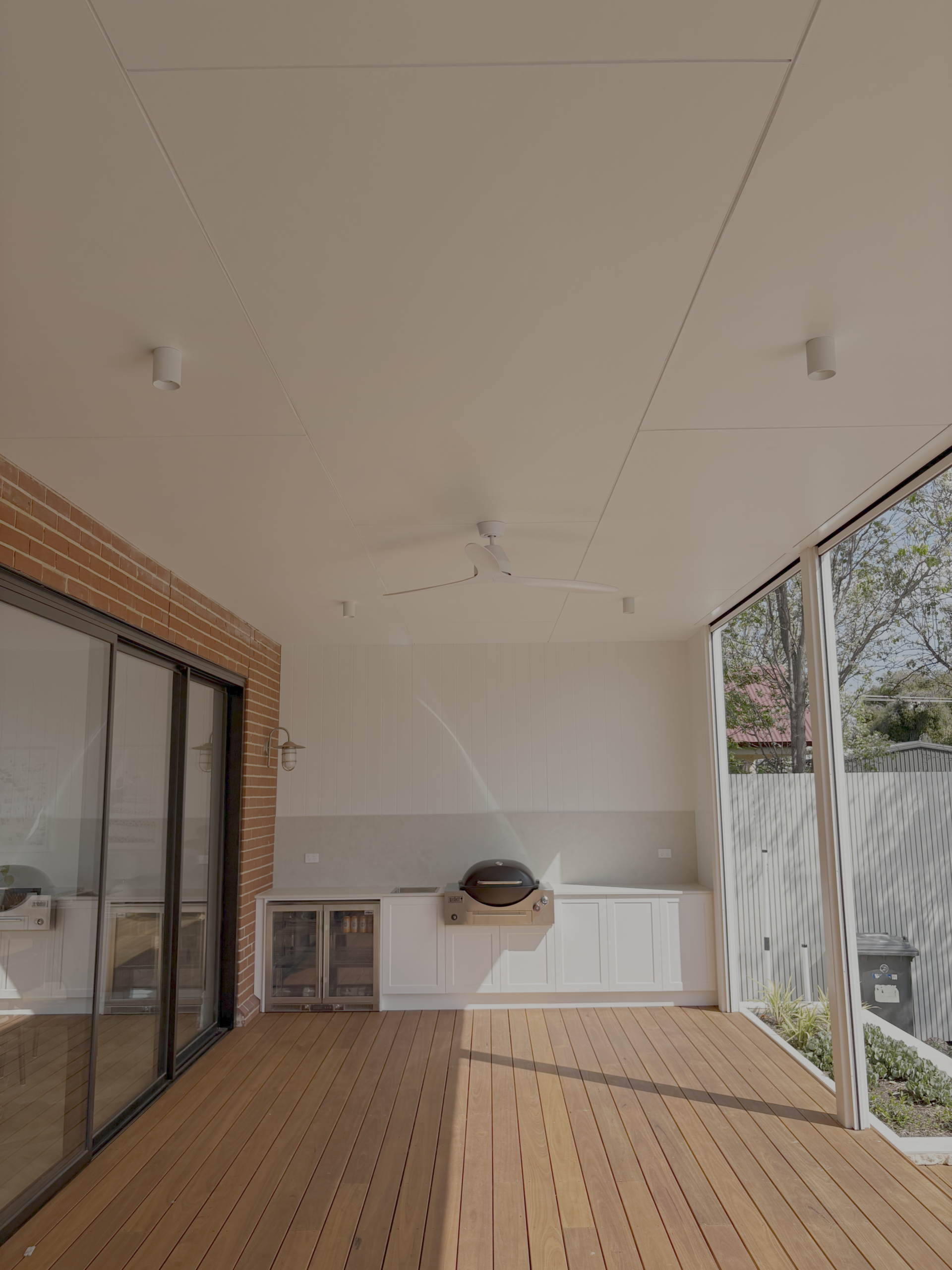 Surface mounted downlights with ceiling fans